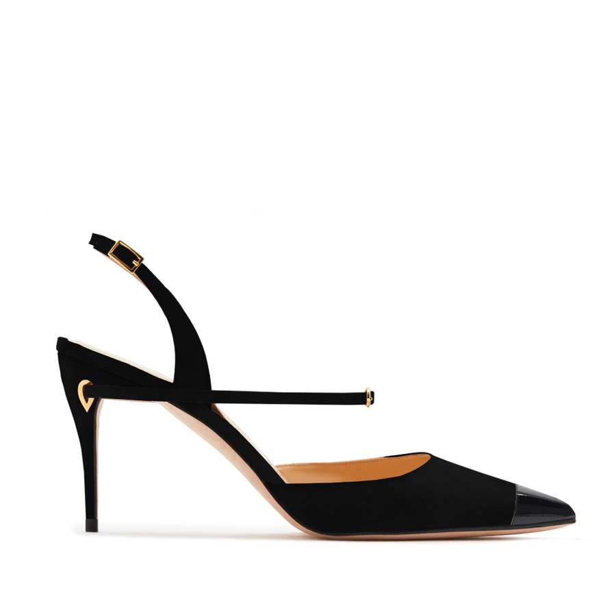 Vittorio 85 Black Patent Toe Cap Bespoke