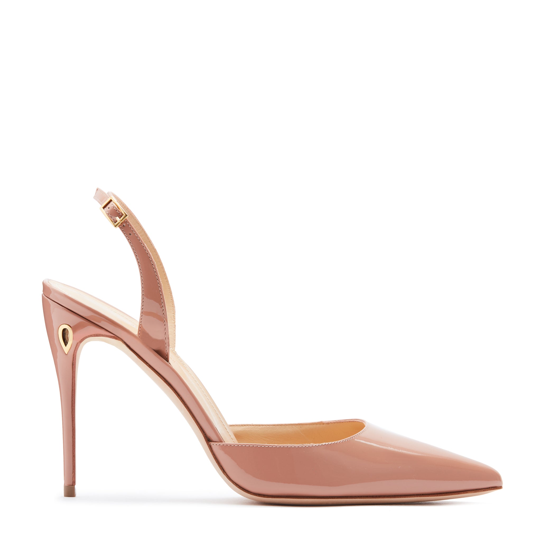 Nude patent leather store pumps